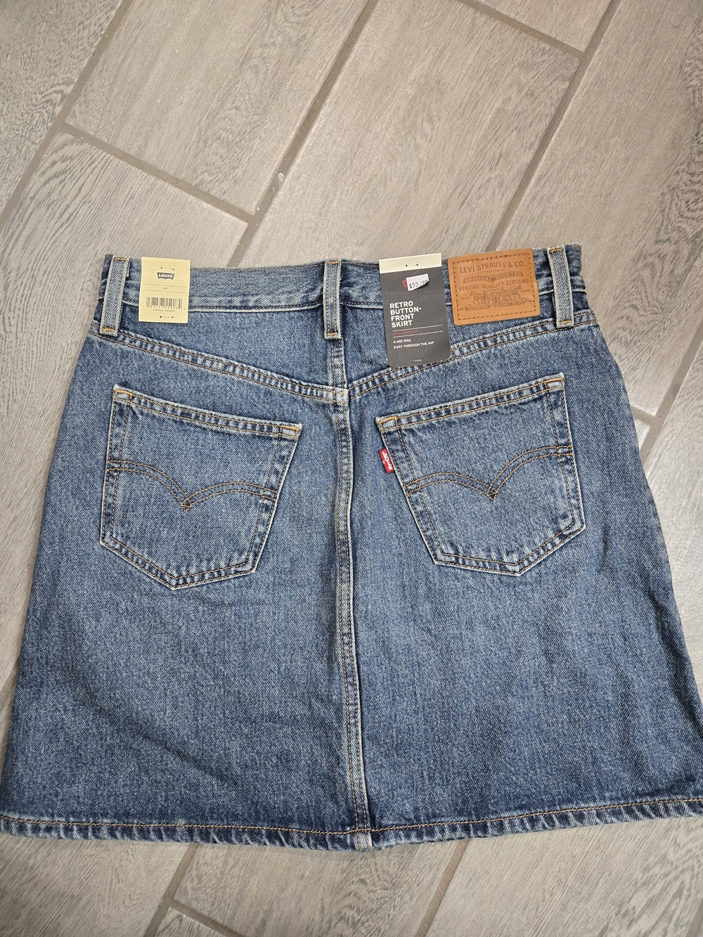Levi's Button-Front Denim Mini Skirt in Medium Blue - Picture 2 of 3